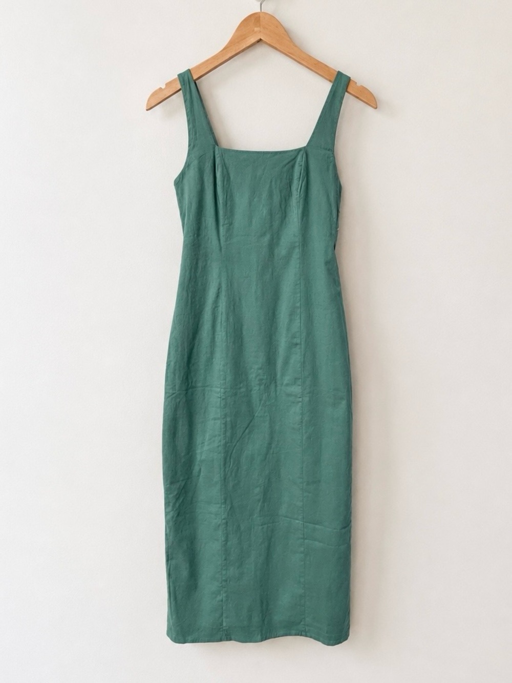 NWT Abercrombie & Fitch Square Neck Column Midi Dress Mint Green